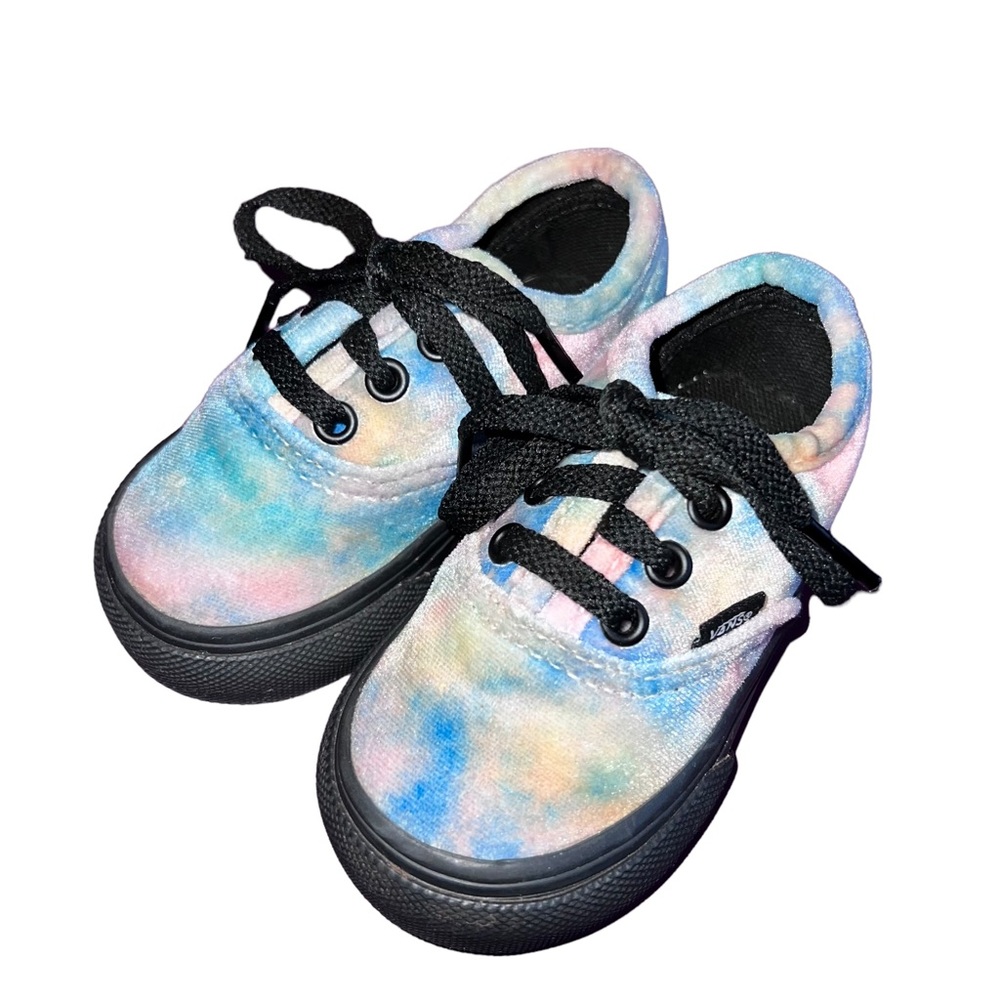 Vans Tie Dye Velvet Authentic Black Platform Shoes